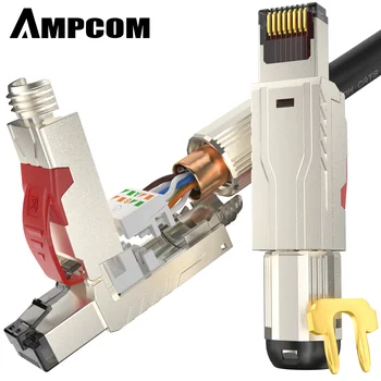 AMPCOM Cat8 Tienené Modular Plug - Pole Ukončenie Náradia, 40 G 2Ghz, 22-24AWG - (Hodí Cat7A & Cat8 Kábel)