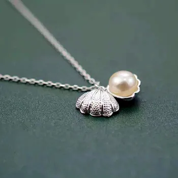 925 Sterling Silver Shell Kolo Pearl Kúzlo Náhrdelník Pre Ženy, Svadobné Party Šperky Príslušenstvo Choker dz234