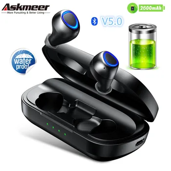 ASKMEER TWS Slúchadlá IP010 Plus Bluetooth V5.0 Pravda Bezdrôtové Slúchadlá Stereo Handsfree Sport In-ear Headset na Zníženie Hluku