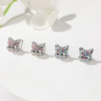 Módne farby mačiatko šperky set zirkón krúžok pre babygril deň detí cartoon zvierat mačka šperky set darček módne šperky