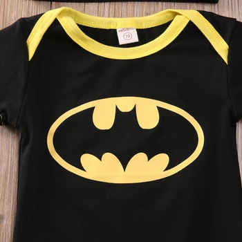 3ks Novorodenca Chlapec Dievča Jumpsuit Batoľa Detský Oblečenie Batman Remienky+Topánky+Klobúk Kostýmy Oblečenie Set