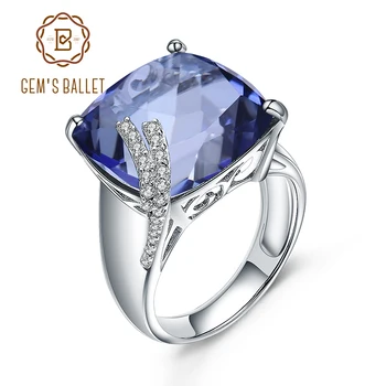 Gem Balet Námestie Mystic Quartz - Iolite Modrý Drahokam Krúžky Skutočné 925 Sterling Silver Ring Pre Ženy, Jemné Šperky