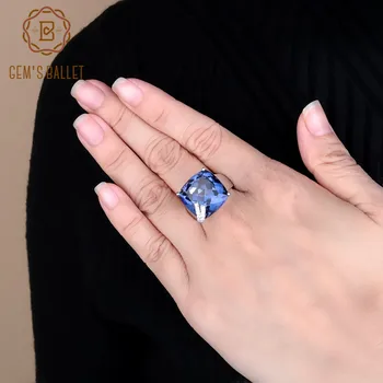 Gem Balet Námestie Mystic Quartz - Iolite Modrý Drahokam Krúžky Skutočné 925 Sterling Silver Ring Pre Ženy, Jemné Šperky