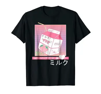 90. rokov Japonský Otaku Štýlový Estetické Mlieko T-Shirt Zábavné Retro Darček Pre Mužov Vintage Nový Dizajn Tričko Mužov Vysokej Kvality Top