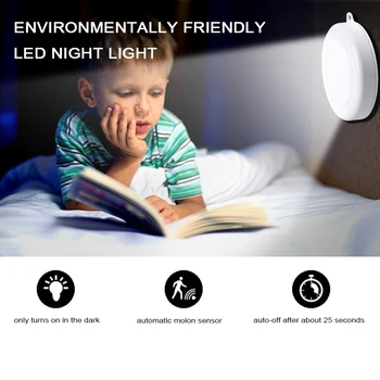 LED Kabinetu Noc Žiarovky S PIR Snímač batérie Nástenné Svietidlo Bezdrôtový Smart Nočné Svetlo Warbrobe, Schodisko, Spálňa, Kuchyňa