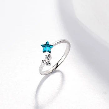 Móda Krúžok 925 Silver Šperky Star Tvar Sapphire Zirkón Drahokam Prst Prstene pre Ženy, Svadobné Zapojenie Strana Príslušenstvo