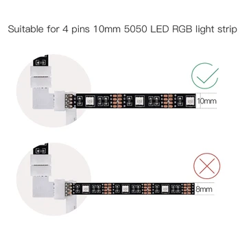 10 mm 4 Pin Tvaru L Led Rgb Konektor pre Pripojenie Roh Pravý Uhol 10 mm 5050 2835/3528 RGB LED Pásy Svetla