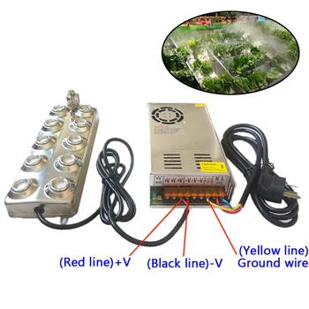 250W Ultrazvukové hmly maker fogger 10 vedúci zvlhčovač +transformátor 4,5 kg/h Ultrazvukový rozprašovač pre čerstvej zeleniny