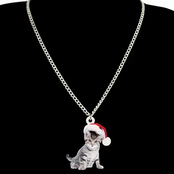 Bonsny Akryl Vianočné Americký Krátke Vlasy Cat Kitten Sady Šperkov Náhrdelník Náušnice Zvierat Šperky Pre Ženy, Dievčatá Teens Darček