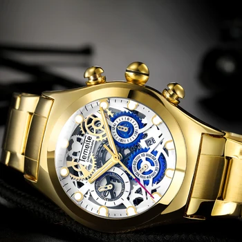 Zlaté Hodinky Mužov Luxusné Hodinky Pánske 2020 Ležérne Módne Náramkové hodinky Dropshipping 2020 najpredávanejšie Produkty TEMEITE часы мужские