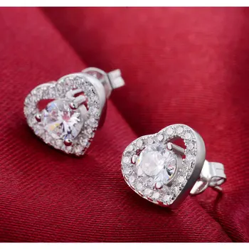 Skutočné 925 Sterling Silver AAA Zirkón stud Náušnice pre ženy Brinco módne trendy darček svadobné Valentín šperky E710