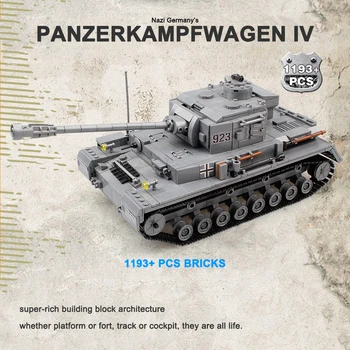 KAZI 82010 WW2 Nádrž Vojenské Obrnené Vojnové Vozy F2 Nádrž nemecké Sily Panzer IV Vojakov Údaje DIY Stavebné Bloky, Hračky Dieťa
