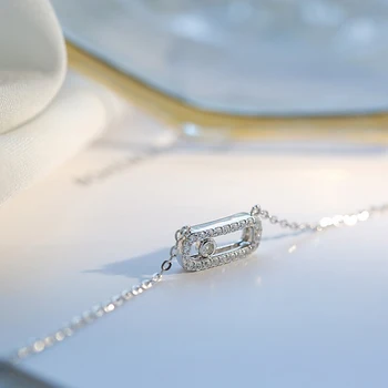 Kreatívne Clavicle Náhrdelníky pre Ženy Najvyššej Kvality kórejský 925 Sterling Silver Geometrické Kubický Zirkón Prívesky, Náhrdelníky Šperky