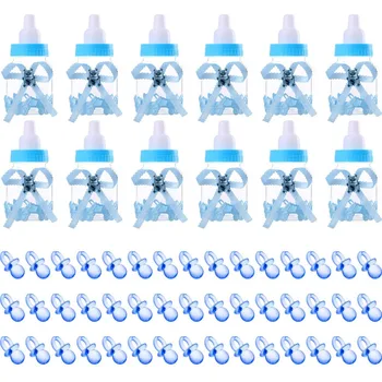 12 Kusov Modré Cukríky Fliaš a 100 Kusov Blue/Pink Mini Akryl Pacifiers pre Dieťa Sprcha Láskavosti Dieťa Prvé Narodeniny Priazeň