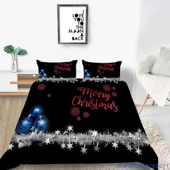 Snehové vločky posteľná bielizeň Nastaviť Veselé Vianoce 3D Tlač Fantasy Perinu Červená Kráľ, Kráľovná Twin Full Double Pohodlné Lôžko Stanovené