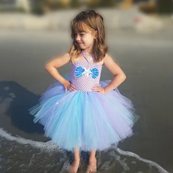 Baby Dievčatá Mermaid Princess Tutu Šaty Deti Háčkovanie Mäkkýšov Pearl Tylu Šaty Detí, Narodeniny, Party Cosplay Kostým Šaty