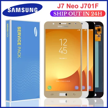 Super AMOLED Lcd Full Digitalizátorom. Pre Samsung Galaxy J7 neo J701 J701F J701M J701MT LCD Displej Dotykovej Obrazovky Montáž Náhradné