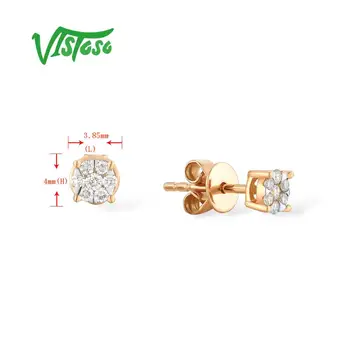 VISTOSO Zlaté Náušnice Pre Ženy 14K 585 Rose Gold Iskrivý Diamant Elegantná Kolo Cirle Stud Náušnice, Módne Trendy, Jemné Šperky