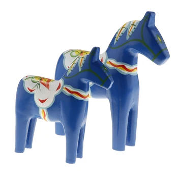 2ks/Set Tradičné Drevené švédsky Dala Koňa Ručne maľované StatueTraditional Zvierat Socha Koňa Figúrka Darček Stôl Dekor