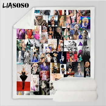 Lady Gaga Deka LIASOSO Módne 3D Tlač Spevák Teens Cestovné Fleece Deka Gauč Teplé Hodiť Plyšové Prikrývka Snehu Mäkké List B190-07
