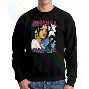 Vintage Speváčka Rihanna Bavlna Pánska Čierna Mikina S Kapucňou Mikiny K224 Ženy Muži
