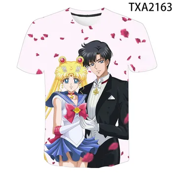 Letné Módy Bežné Pár Nosenie Top Sailor Moon 3D Tlač Deti Letné Trend Cool Vysoká Kvalita, Rýchle Suché T-shirt