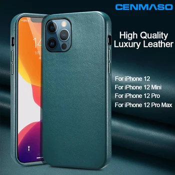 Pre iPhone 12 11 Pro Max 12 mini Prípade CENMASO Pôvodné Kvalitné Luxusné Kožené Ultra Tenké Shockproof Telefónu Zadný Kryt Fundas