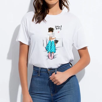 Móde, Estetické Ženy T-shirts Nové 2020 Leto, jeseň pani Tlač Voľné T-shirt Dievčatá Študent Streetwear Bežné Lady Tees Tričko