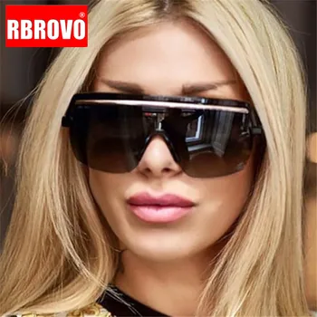 RBROVO 2021 Ročník Jedného kusu slnečné Okuliare Ženy Značky Dizajnér Luxusné Retro Veľké Rámu Okuliarov Jazdy Oculos De Sol Gafas UV400