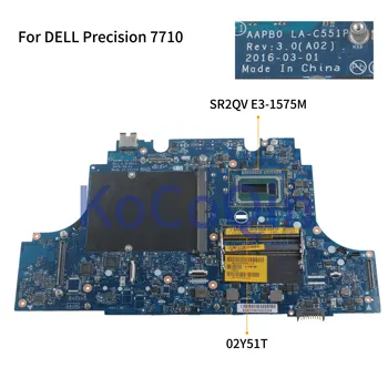 KoCoQin Notebook základná doska Pre DELL Precision 7710 SR2QV E3-1575M Doske AAPB0 LA-C551P CN-02Y51T 02Y51T plný testované