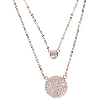 Dvojité Cz náhrdelník prívesok 925 Sterling Najvyššej Kvality Ženy Šperky Rámu Cz Big Disco Kúzlo Doule Vrstva Elegantný Náhrdelník