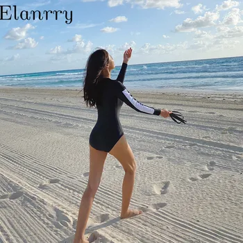 ženy letné športové plavky dlhé rukávy jeden kus pláž nosiť zips plavky 2020 najnovšie čalúnená plavky športové nosenie