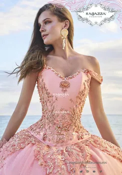 Luxusné Broskyňa Quinceanera Šaty Čipky Appliqued Korálkové Sweet 16 Šaty s Snímateľný Vlak vestidos de 15 años 2020