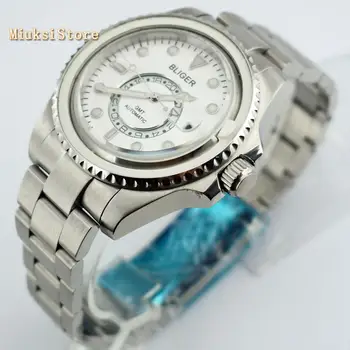Bliger 43mm biela dial svetelné značky zafírové sklo keramická fazeta dátum GMT automatické pánske top mechanické hodinky