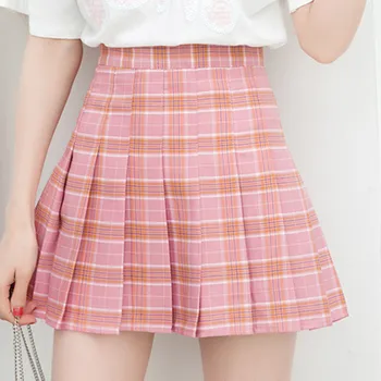 2018 Letnej Školy Štýl Ženy Sukne Harajuku Girls-line Mini Sukne Módne Bežné Vysoký Pás Skladaný Koberčeky Sukne