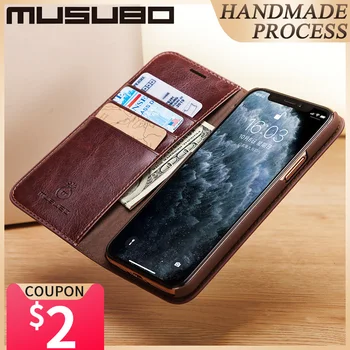 Musubo puzdro Pre iPhone 11 Pro Max pravej Kože Flip Prípadoch Kryt 11 Pro Fundas Luxus Pre iPhone Xs XR 8 7 6 Plus Peňaženky Coque