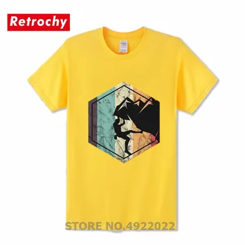 Vintage Štýl, Horolezectvo Siluetu T-Shirt O-Krku Krátke Rukáv Tričko Letné Módy Stúpania Mužov Čistej Bavlny T Shirt Camisetas