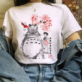 2021New Roztomilý Sused Totoro Štúdio Ghibli Harajuku T-shirt Lady Ulzzang Kawaii Karikatúra Grafiku Hayao Miyazaki 90. rokov Tee Šaty