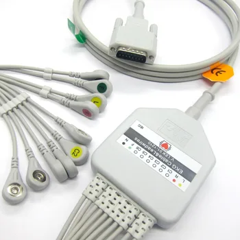 Nihon Kohden electrocardiograph EKG kábel s 10 leadwires snap electorde