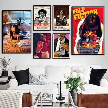 Pulp Fiction Klasické Filmové Quentin Plátno Maľovaní Plagátov A Potlačou Obrazov Na Stenu Pre Obývacia Izba Film Dekoratívne Domova