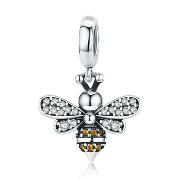 Hot Predaj Reálne 925 Sterling Silver Bee Charms Perličiek Fit Originálny Dizajn Náramkov Náramok Strieborný Luxusné Šperky DIY 2020 Nové