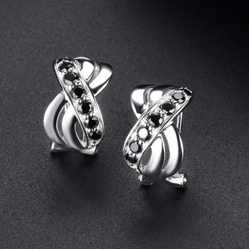 Hutang Black Spinelovou Klip Náušnice Prírodný Drahokam 925 Silver Jemné Kamenné Šperky Eleganciu Klasický Dizajn pre Ženy je Najlepší Darček
