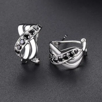 Hutang Black Spinelovou Klip Náušnice Prírodný Drahokam 925 Silver Jemné Kamenné Šperky Eleganciu Klasický Dizajn pre Ženy je Najlepší Darček