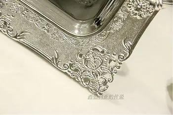 Móda obdĺžnik, strieborný podnos kovové tácky dekoratívne kovové tácky dekoratívne podnosy dekoratívne podnosy FT019
