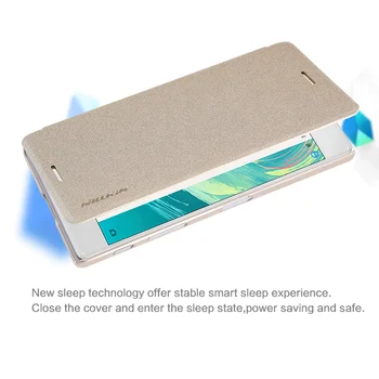 NILLKIN Iskru matný kožené inteligentný dizajn flip cover Ochranné puzdro pre Sony Xperia X kryt prípade funkcia spánku