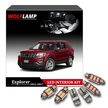 Wolflamp 13Pcs Super Jasné Biele LED Interiér Auta Svetlá Pre 2011-2017 Ford Explorer Mapu Svetla Dvere na Čítanie špz Žiarovky