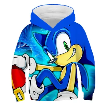Super Sonic 3d Hoodies Deti Mikina Kabát Dlhý Rukáv Pulóver Cartoon Tepláková súprava Mikina s Kapucňou/nohavice/rodina Oblečenie