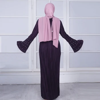 MISSJOY Pearl Šaty turecký Maxi Šaty, Závoje rukáv ženy Šaty Skladaný Islamskej Módne abayas župan moslimských Národnej costu Bežné