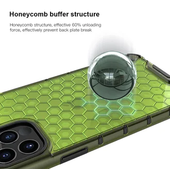 Honeycomb Telefón puzdro Pre iPhone 12 11 Pro Max Shockproof Brnenie Prípade i 12 Mini SE2 XS Max XR X 8 7 6 Plus Airbag Mäkké Pokrytie