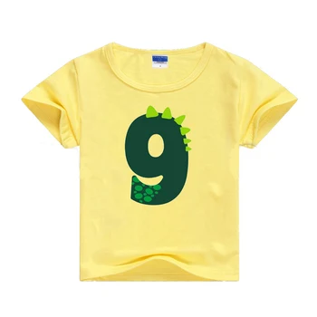 2021 Nové Letné Dieťa Chlapci Tričko Cartoon Dinosaura Prepínateľné Sequin Krátky Rukáv T-shirt Darček Detí O-neck Tee Top Chlapec Žltá